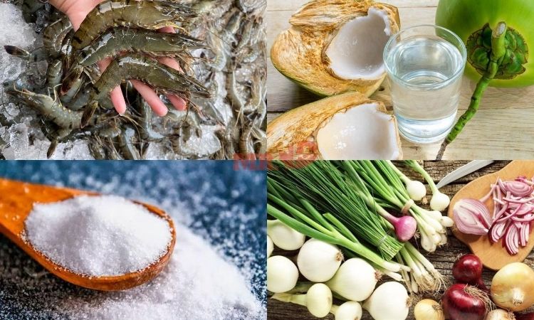 Nguyên liệu cần chuẩn bị để làm tôm hấp dừa